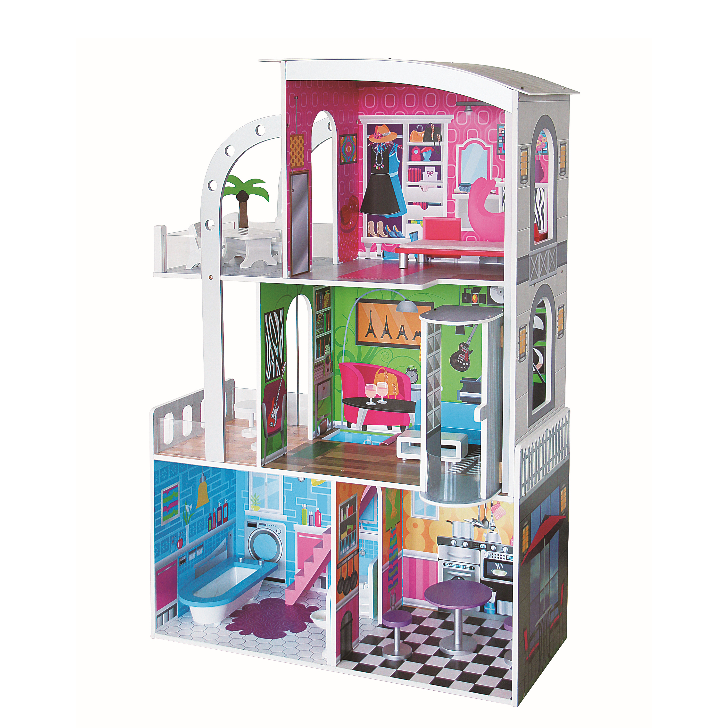 Pretend wooden doll house
