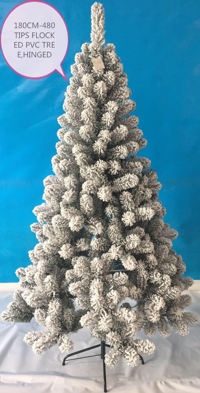 180cm-480tips Flocked PVC Tree,hinged