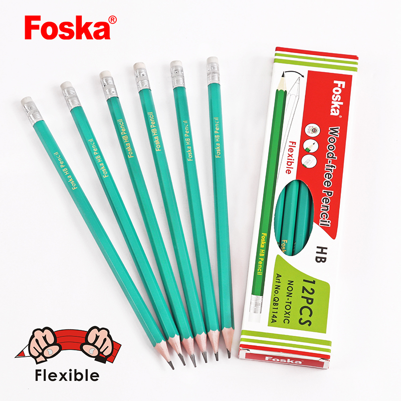 7'' Flexible Sharpened Plastic Wood- Free HB Pencil With Eraser