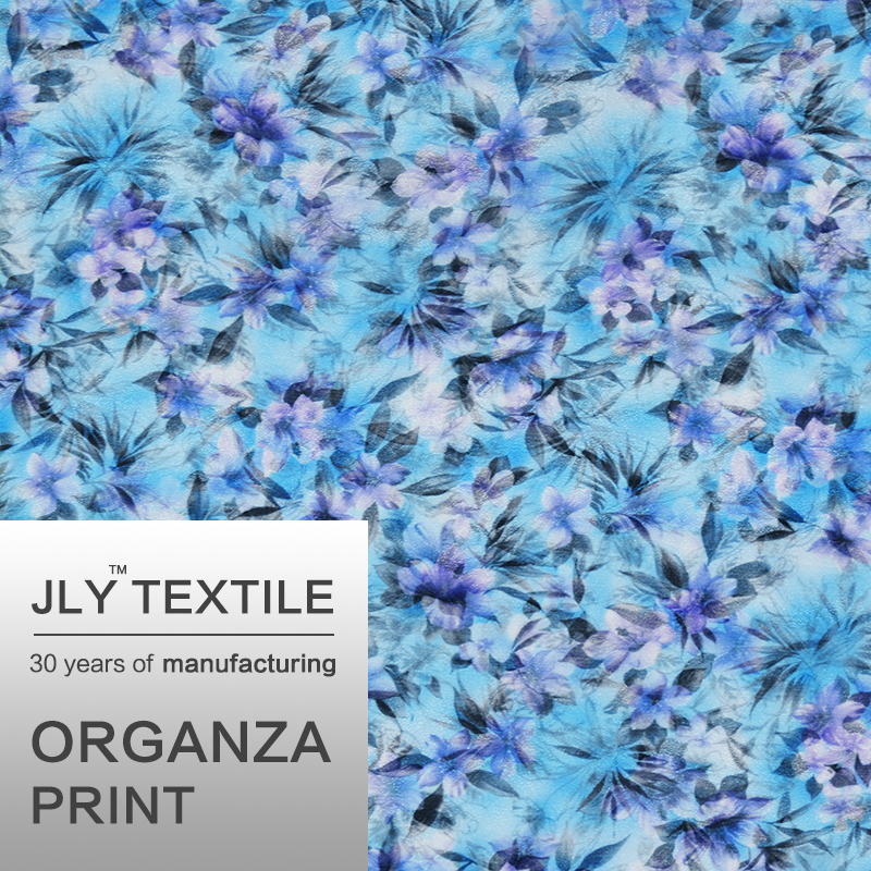 JLY Organza Fabric, Various Flower Print For Clothing Wedding Party Gift Dress Decorations