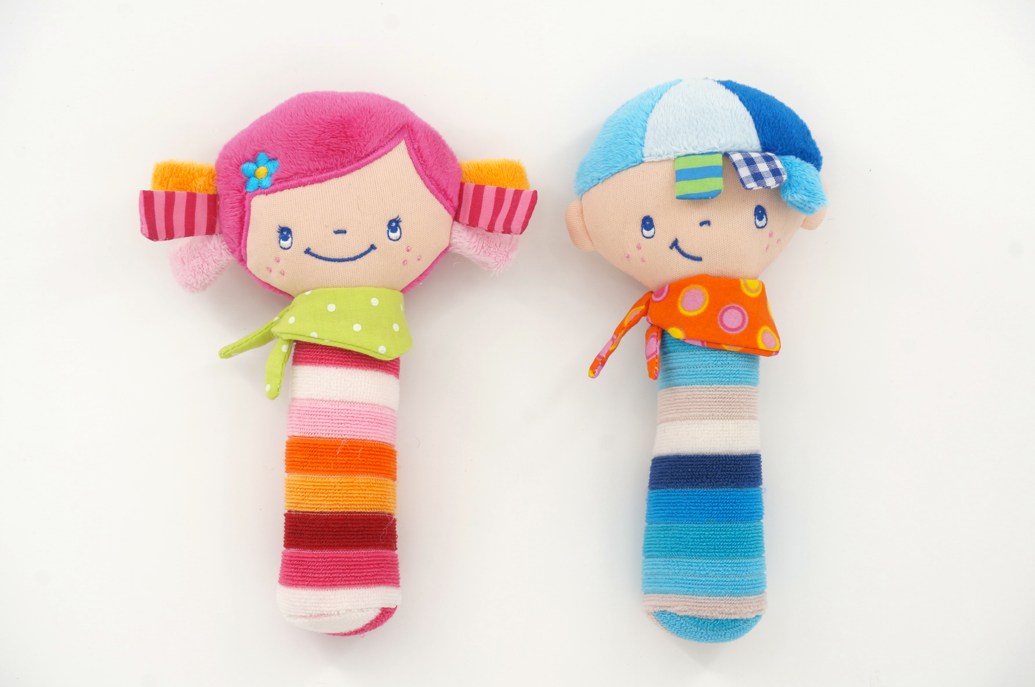 Boy and girl squeaker rattle