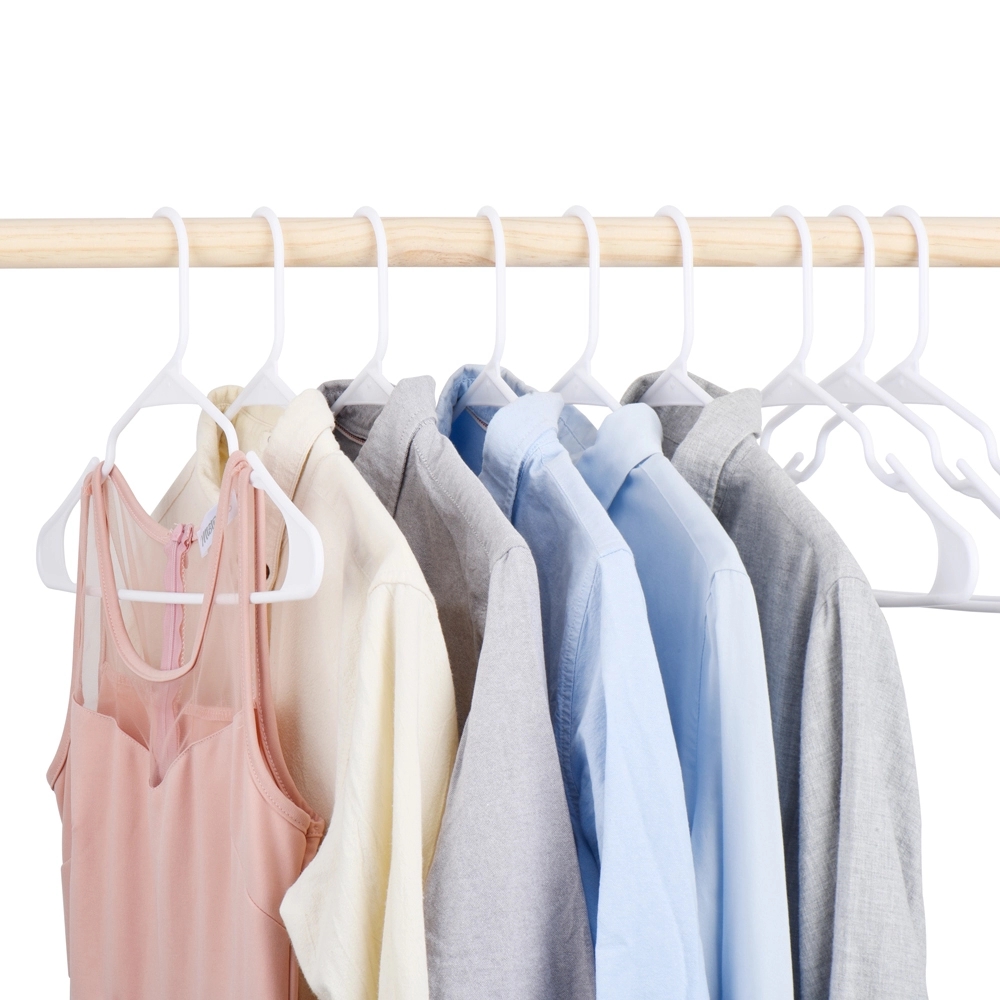 White Durable Anti-Slip Plastic Shirt Hanger With Two Small Hooks Clothes Rack Wholesale Clothes Hanger pants hanger