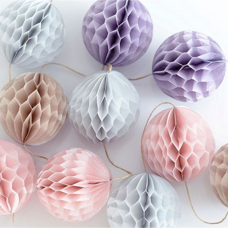 Solid Color Hanging Tissue Paper Honeycomb Ball Link Decorations