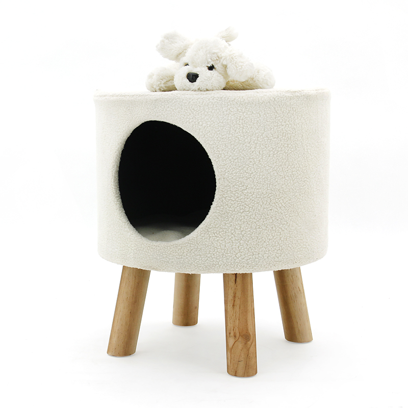 HStex new design round pet stool with beech legs.