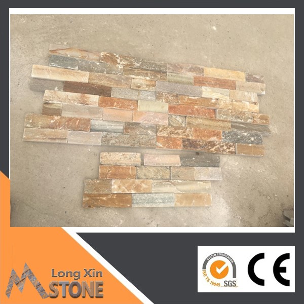 S shape Natural gold yellow stone wall cladding 18x35 cm