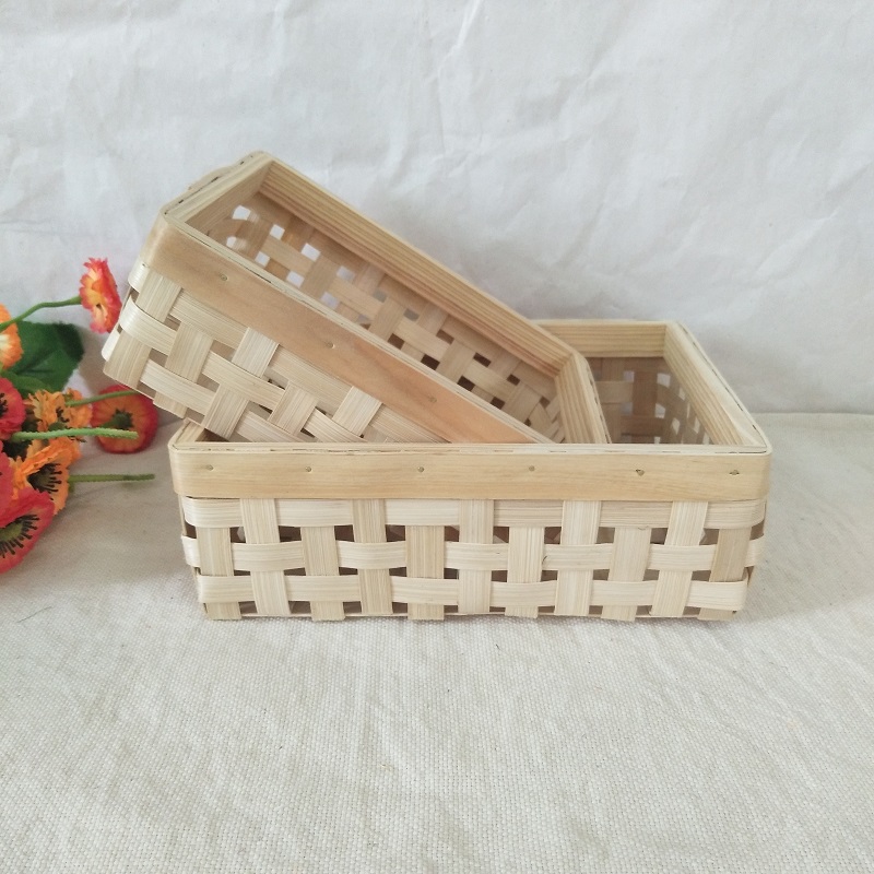 Basket of bamboo bread and fruit