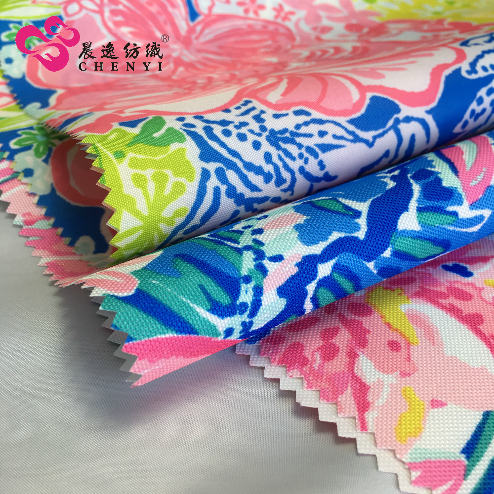 600D oxford printed fabric beautiful flower design printed fabric water repellent