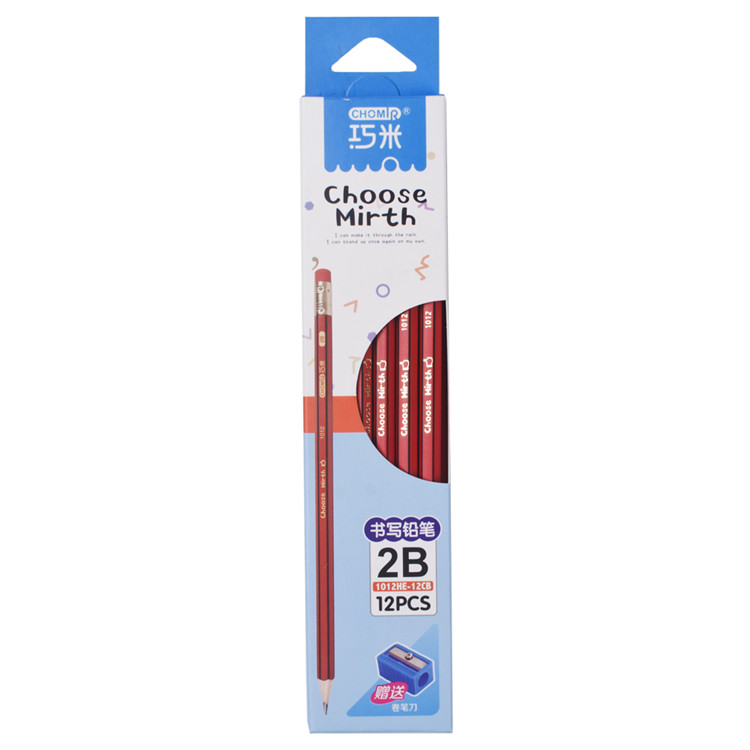 2019 direct factory Best selling sharpened Red &Black stripped wooden pencil for student