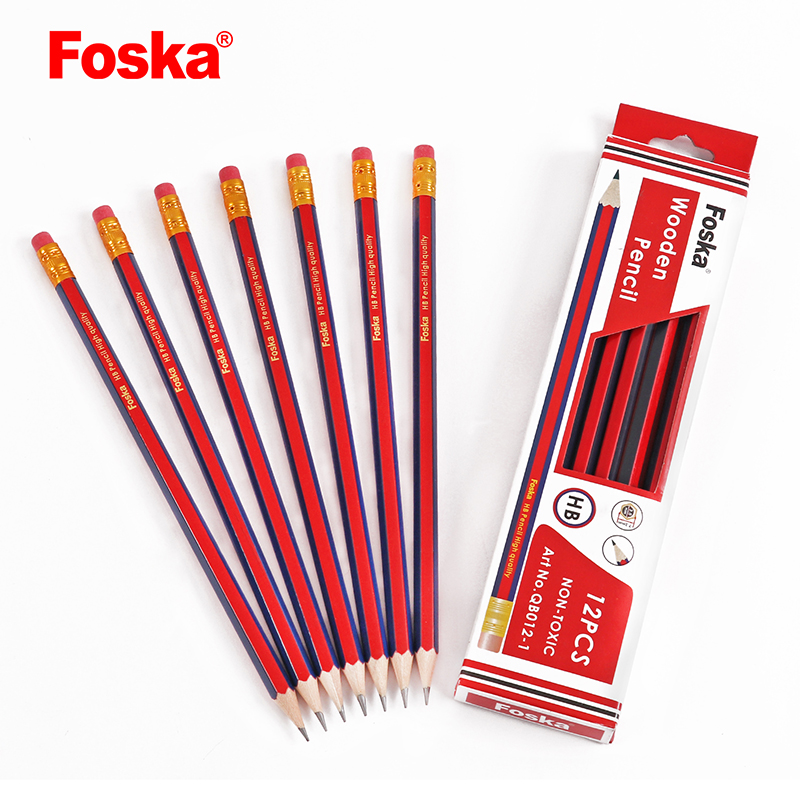 Foska 7'' Sharpened Wooden HB Pencil with Eraser