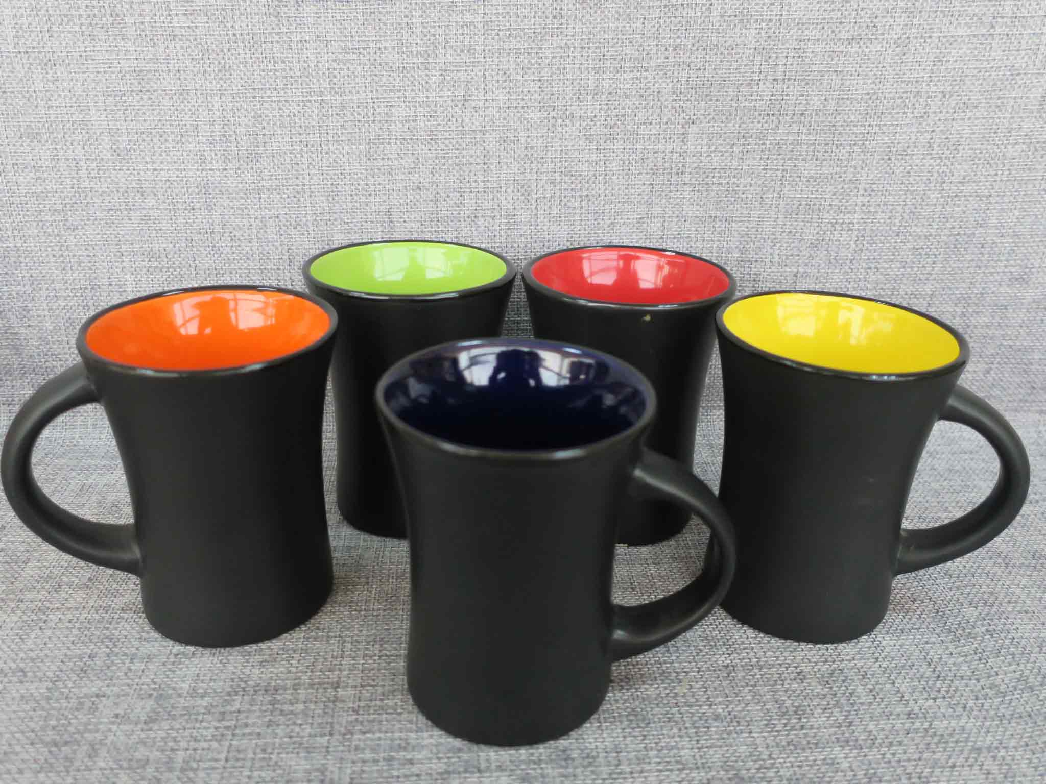 Ceramic black matt chalk mug promotion gift cup in color box