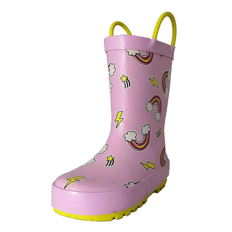 rainbow kids rubber rain boots
