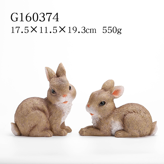 Nature's Gallery Resin Baby Rabbit (White and Brown Baby Rabbit)