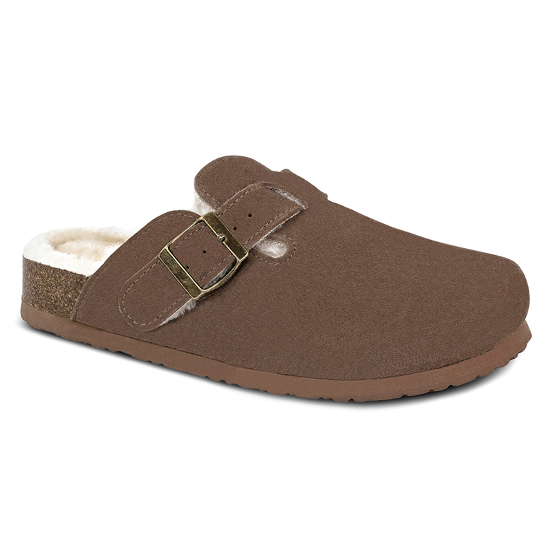 Soft Footbed Boston Clog Plush Lined Cow Suede Leather Cork Clogs Shoes for Women/Men