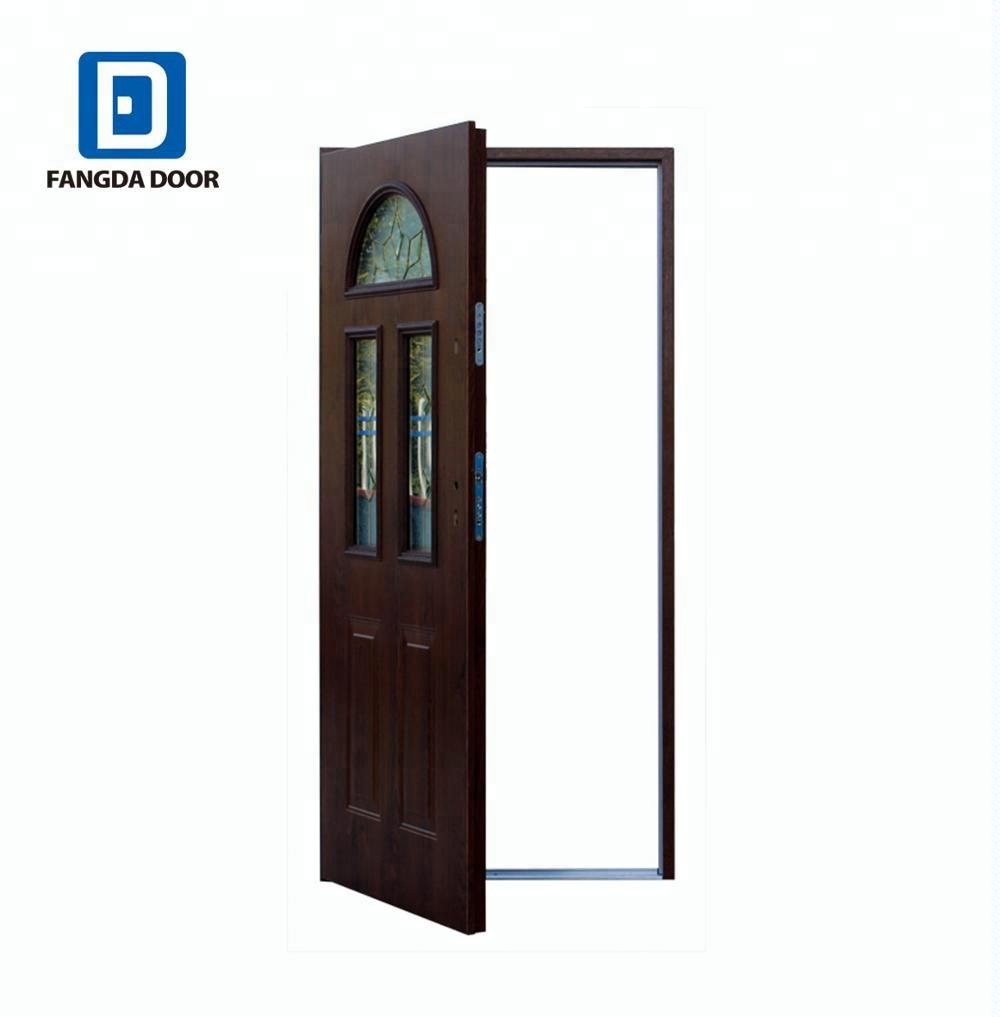 Fangda main entrance exterior europe Decorative glass steel security door design low prices