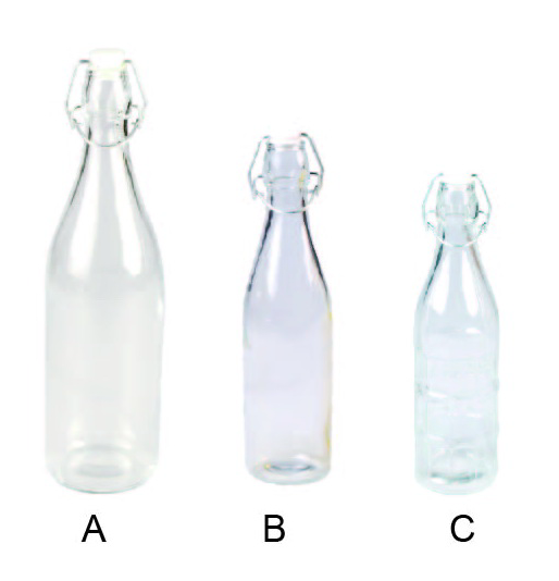 Glass round bottle with clip lid