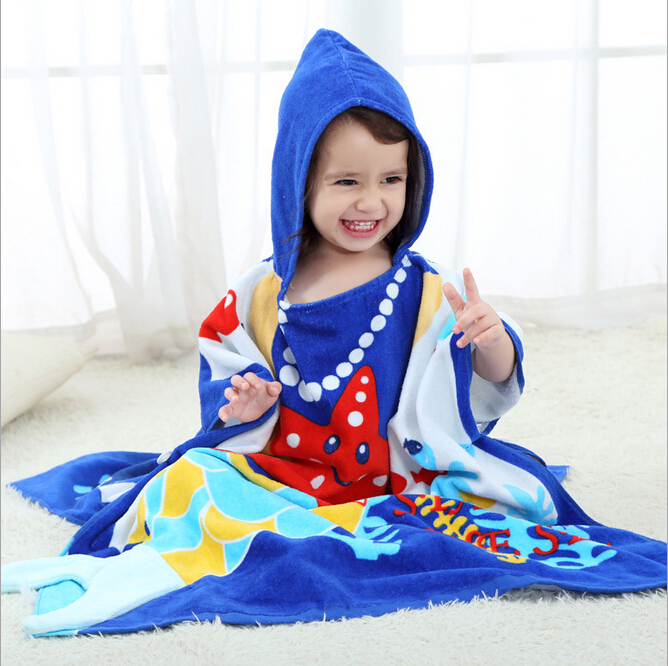 Kids poncho, kids hooded towel