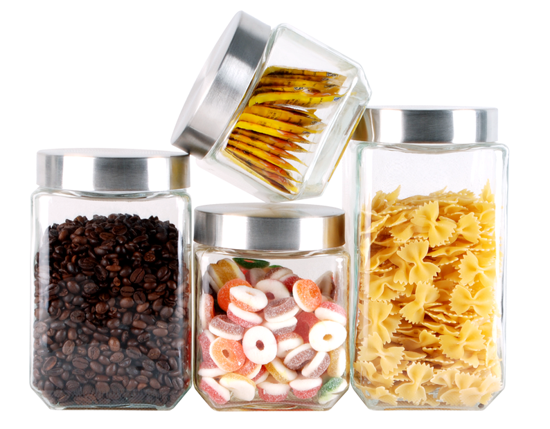 Square glass jar with stainless steel lid