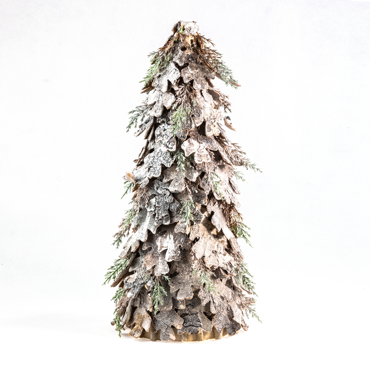 Bark Christmas tree with decoration and glitter