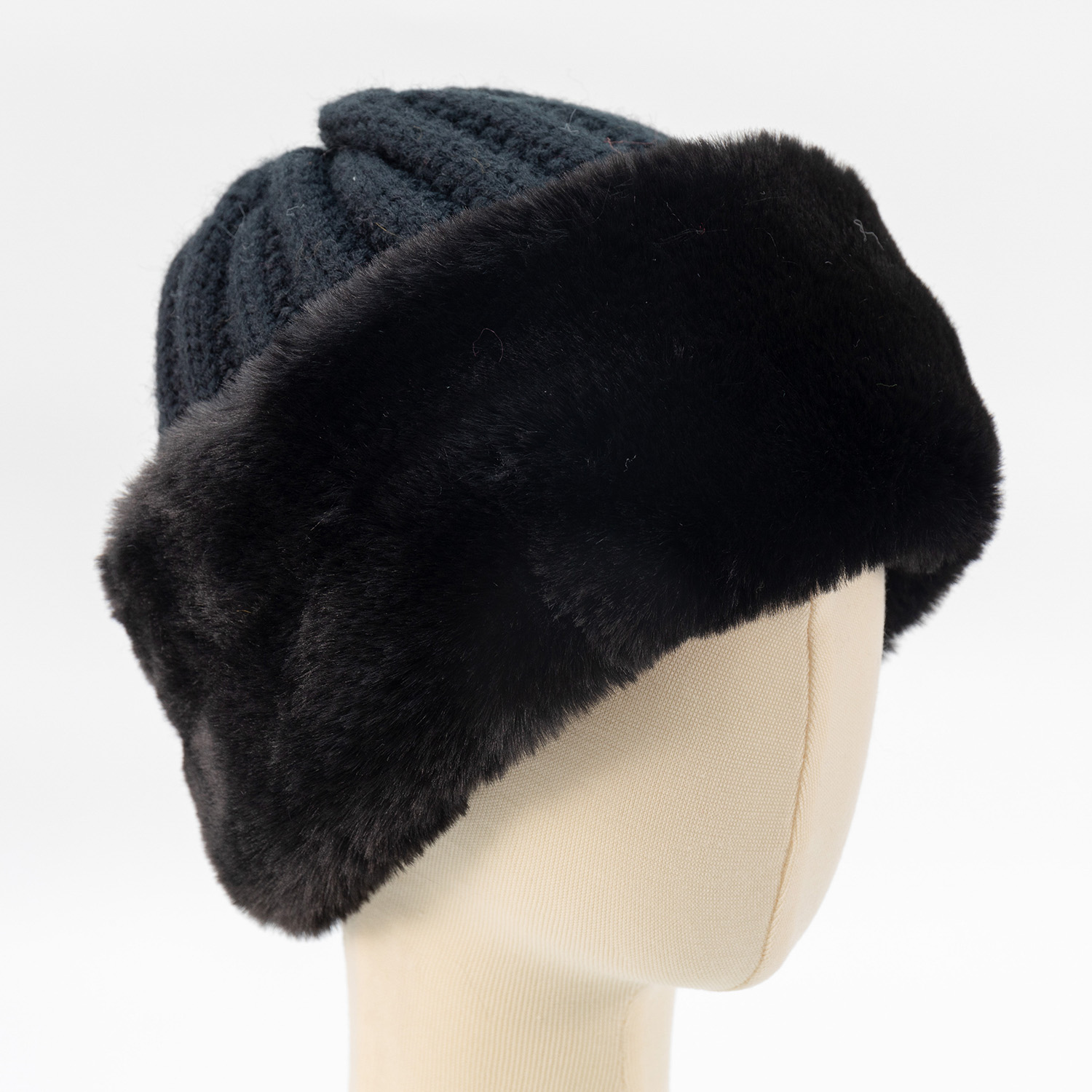 AW20 More Fashion Women's Acrylic with Faux Fur Winter Knitted Hat