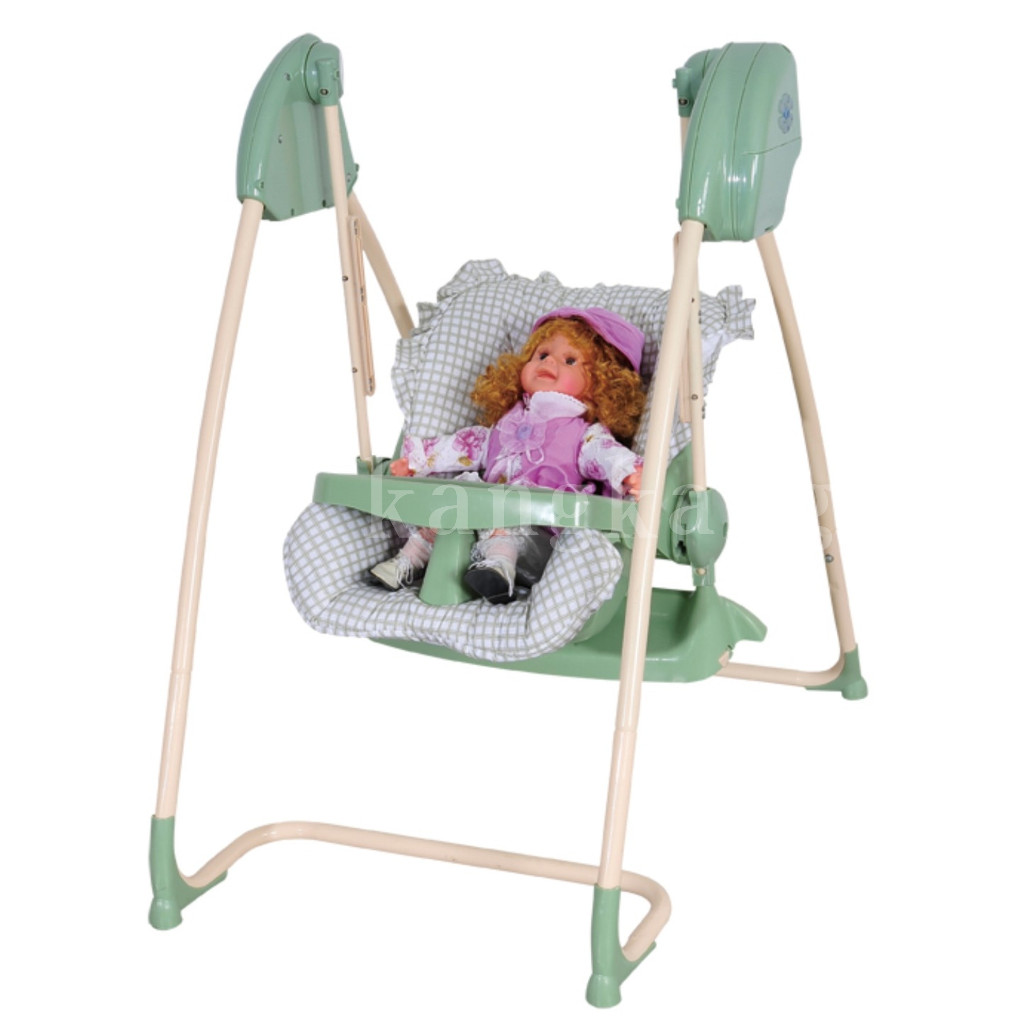 Baby foldable high chair with swing function
