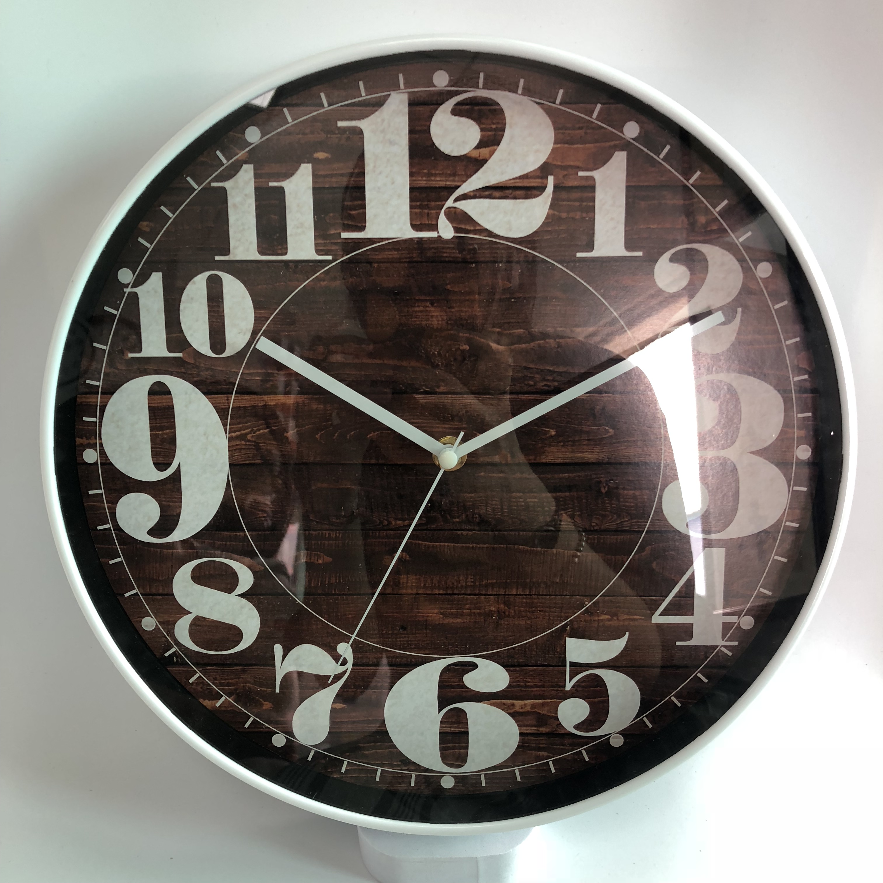 12inch wood finished face antique plastic wall clock