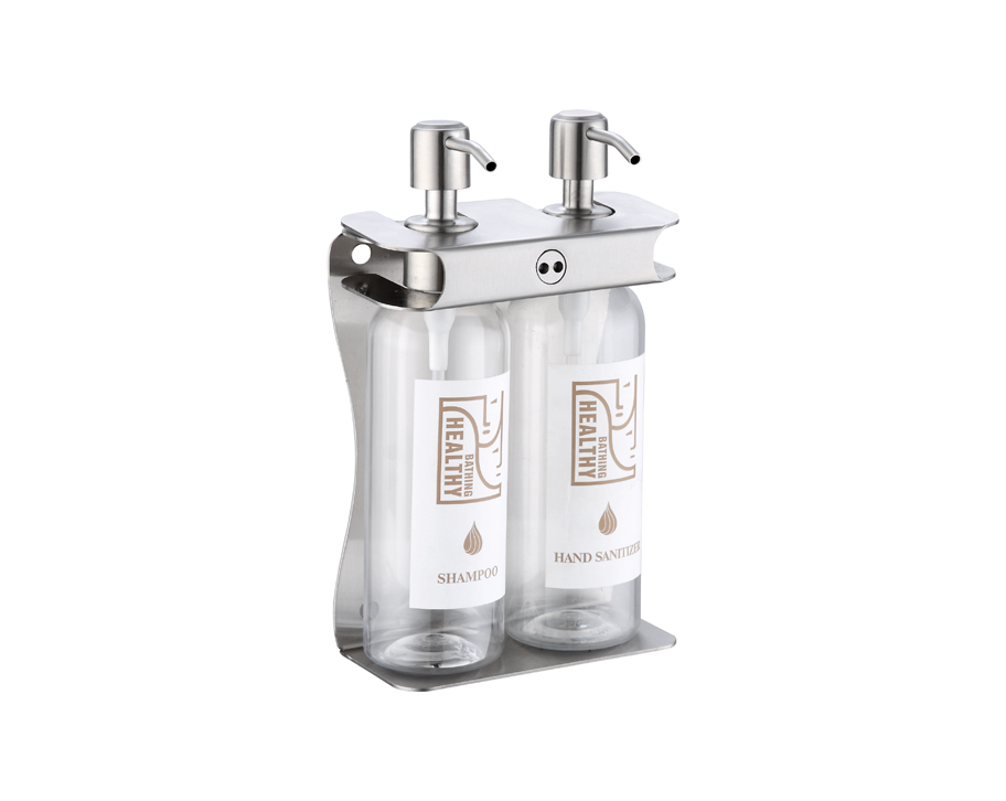anti-theft brushed double bottles 304#S.S.manual soap dispenser