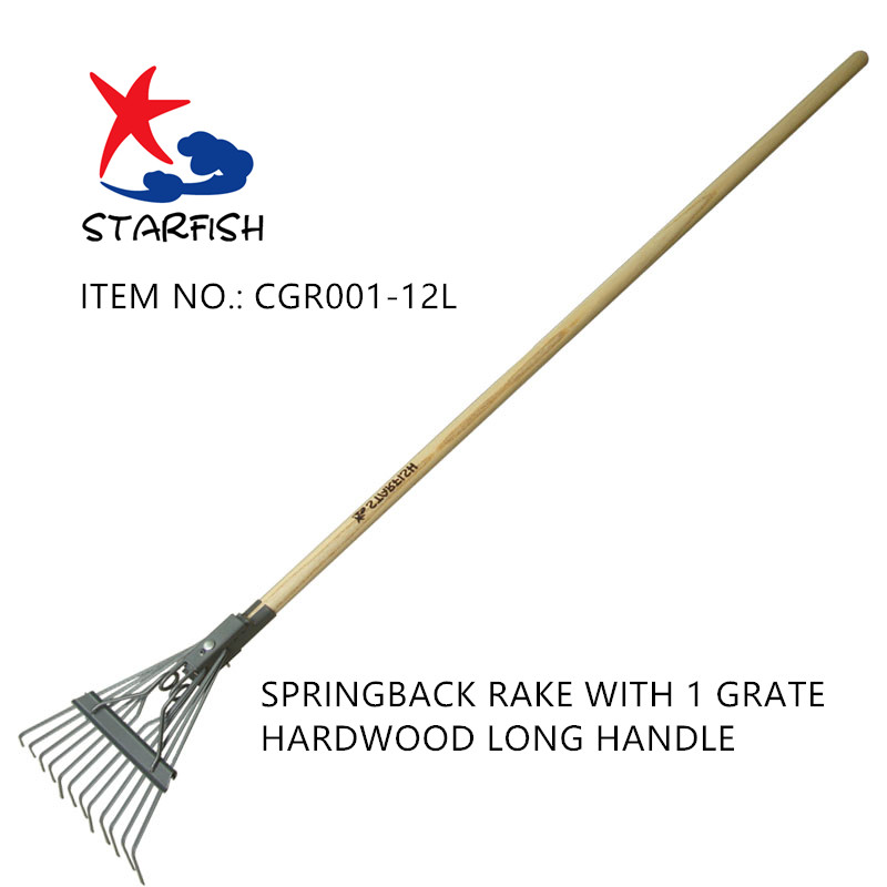 Springback Rake With Long Wood Handle