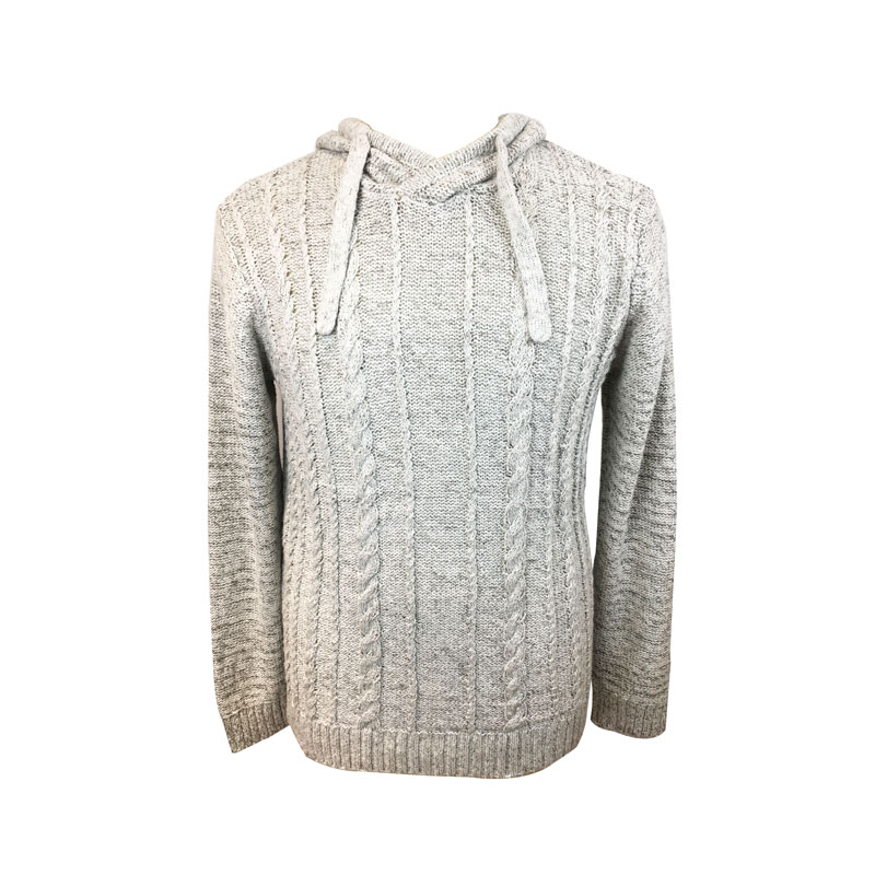 Men's knitted pullover with hood