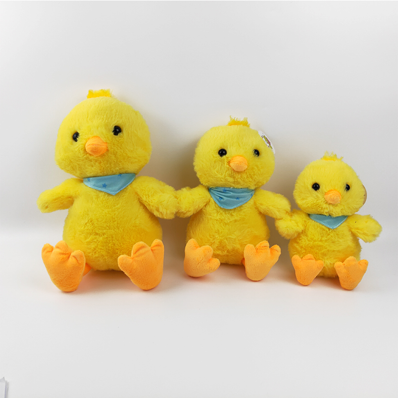 Easter Day gift plush sitting yellow duck toy with scarf