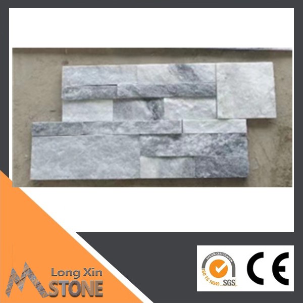 S shape Natural Flat cloudy grey quartzite stone wall cladding 18x35 cm