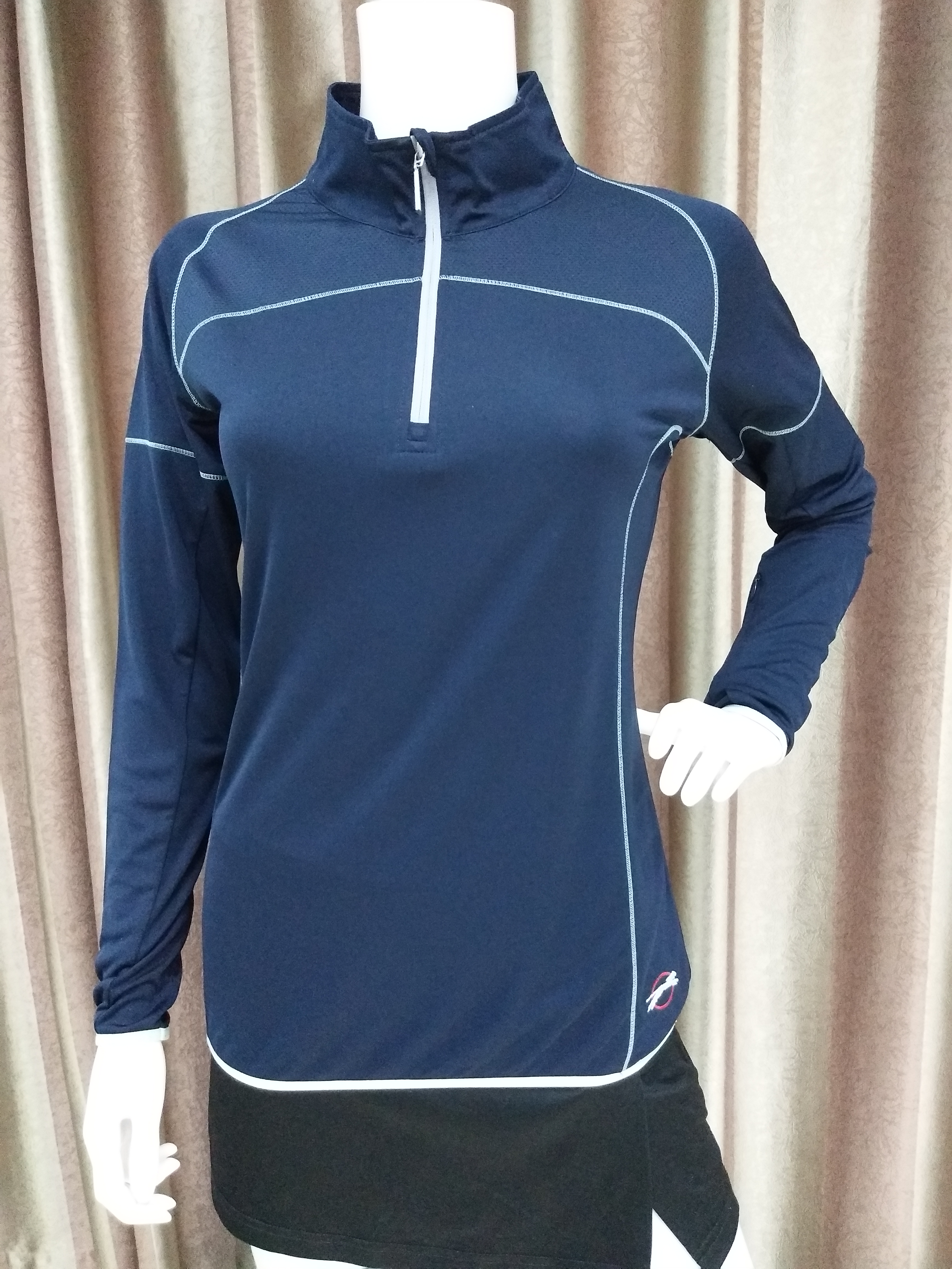 100%polyester ladies half zipper shirt