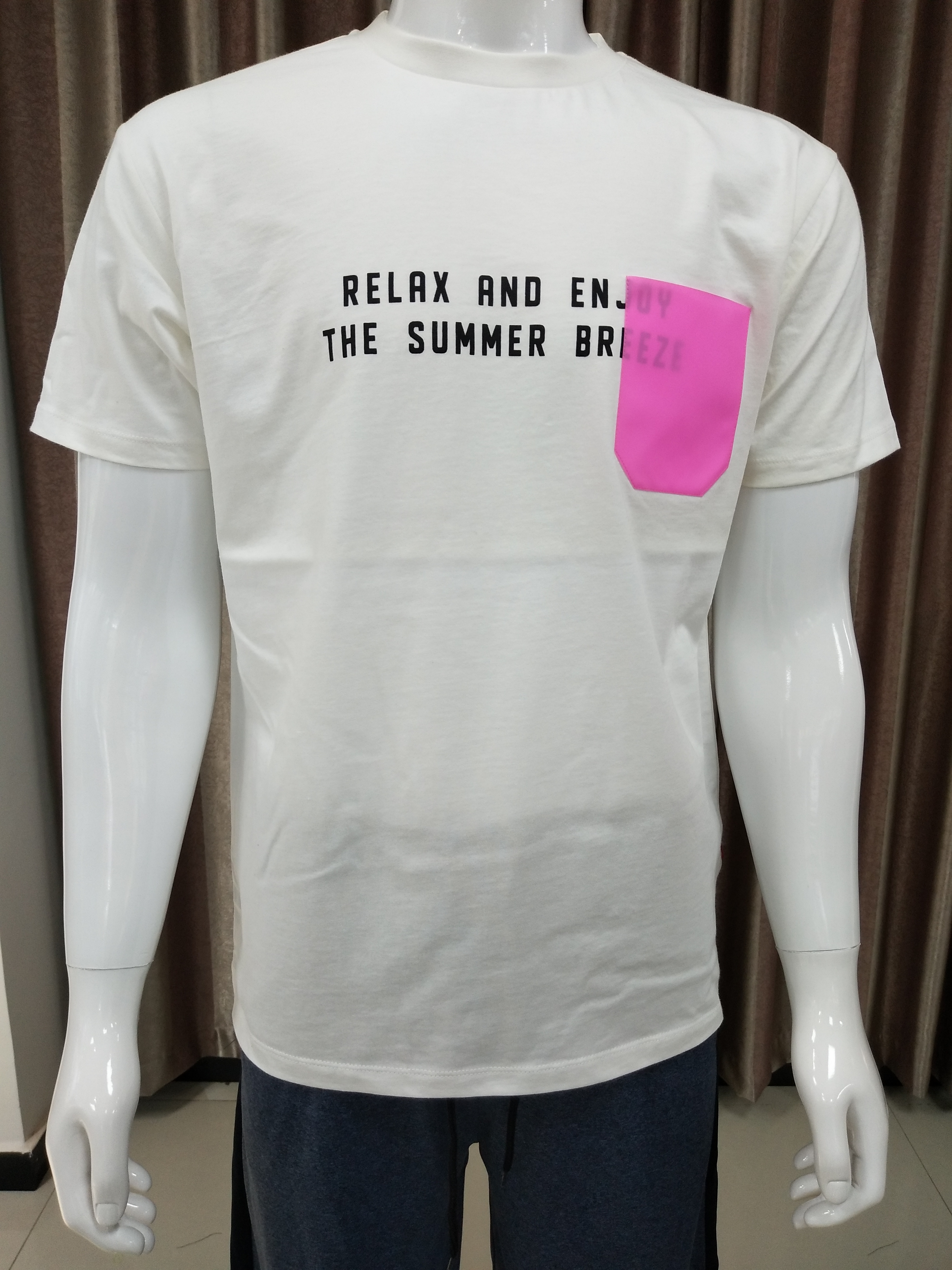 180gsm rubber print with pocket fashion ladies t shirt