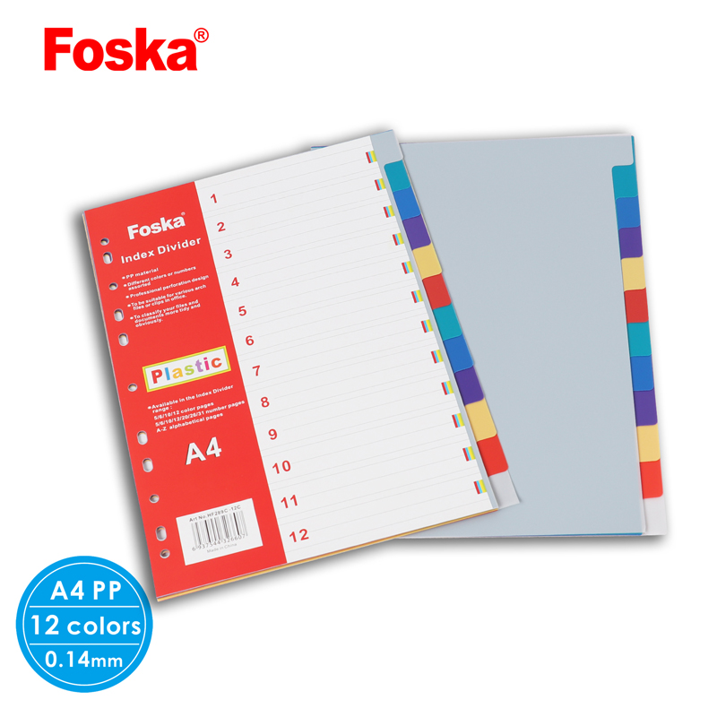 Hot Sale A4 Assorted Colors PP Index Divider