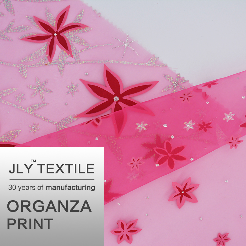 JLY Organza Print Hexagonal Flower Pink