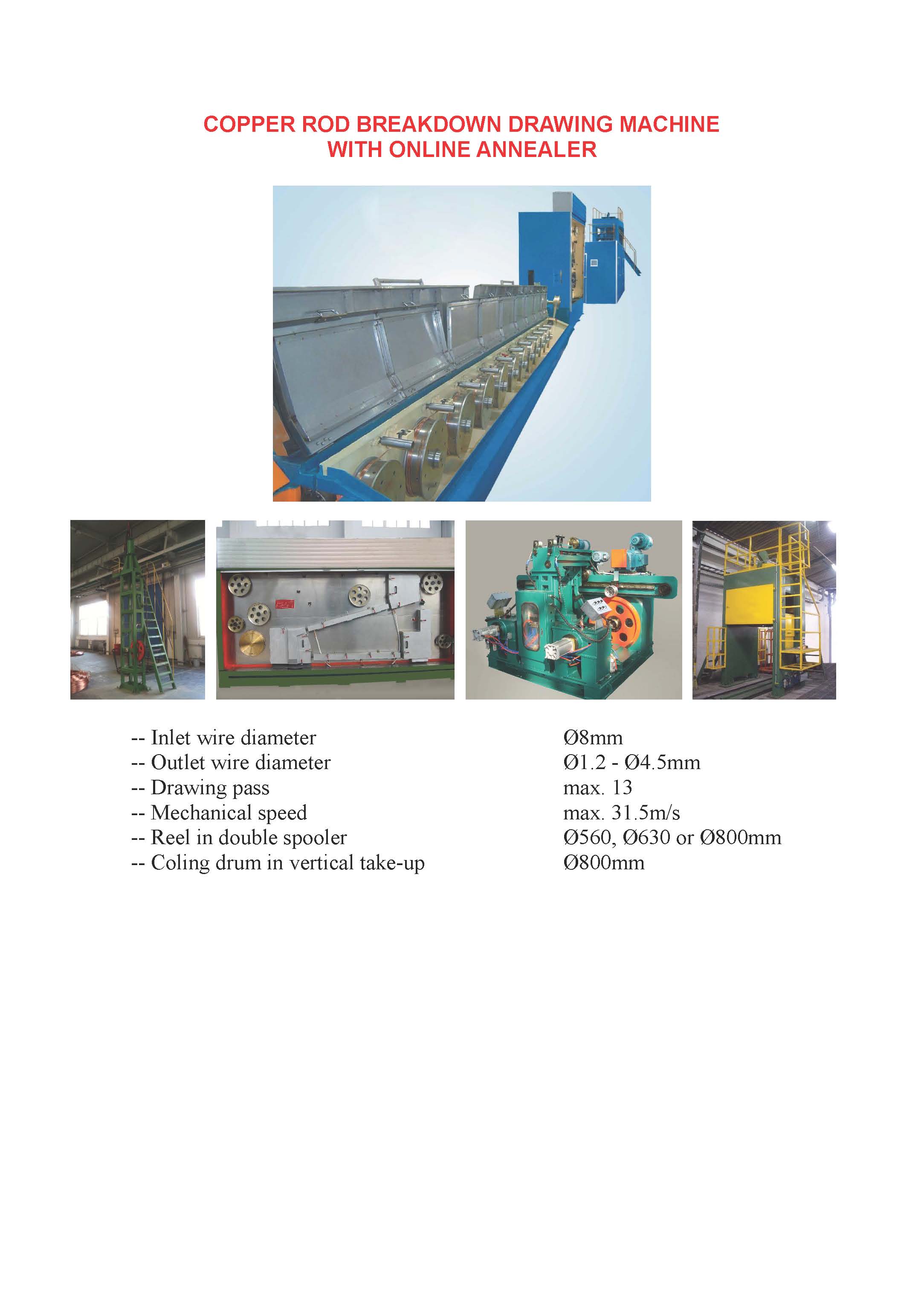 copper aod breakdown drawing machine