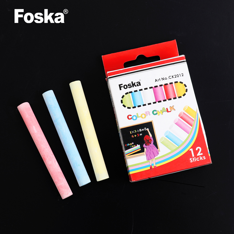Foska 12 pcs High Quality Kids School Blackboard Dustless Colorful Chalk