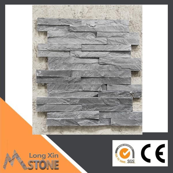 Z shape Natural grey slate slim stone wall cladding 10X36 CM