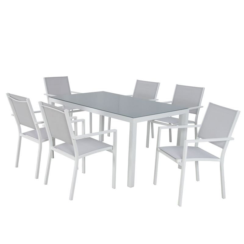 1 Outdoor leisure furniture Outdoor 6-seat Garden Dining Set,Light grey