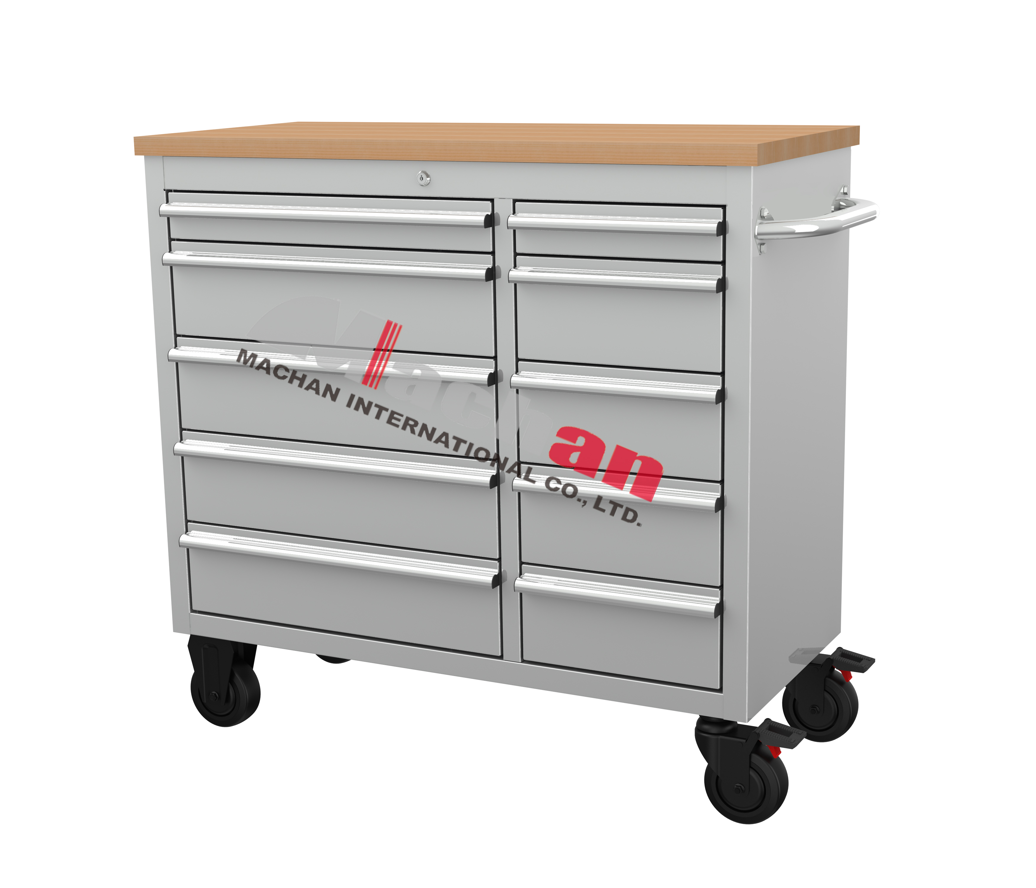43'' 10 drawer stainless steel roller cabinet
