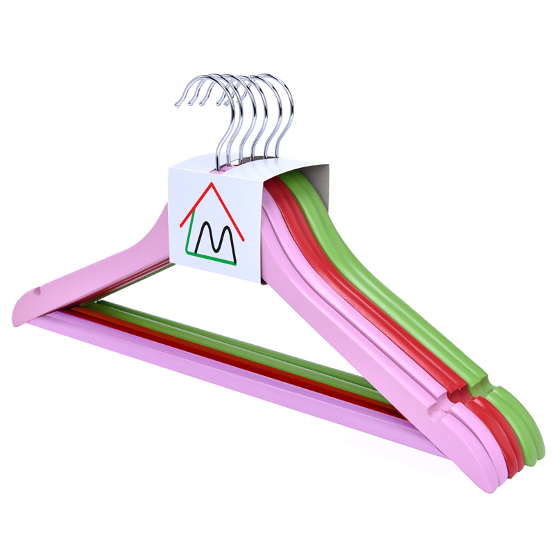 Customized mix colors of wooden clothes hangers