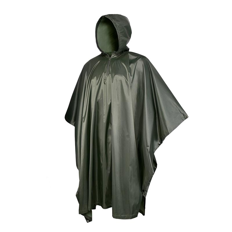 Military 190T Polyester Dark Green Poncho with PVC coating MPON01
