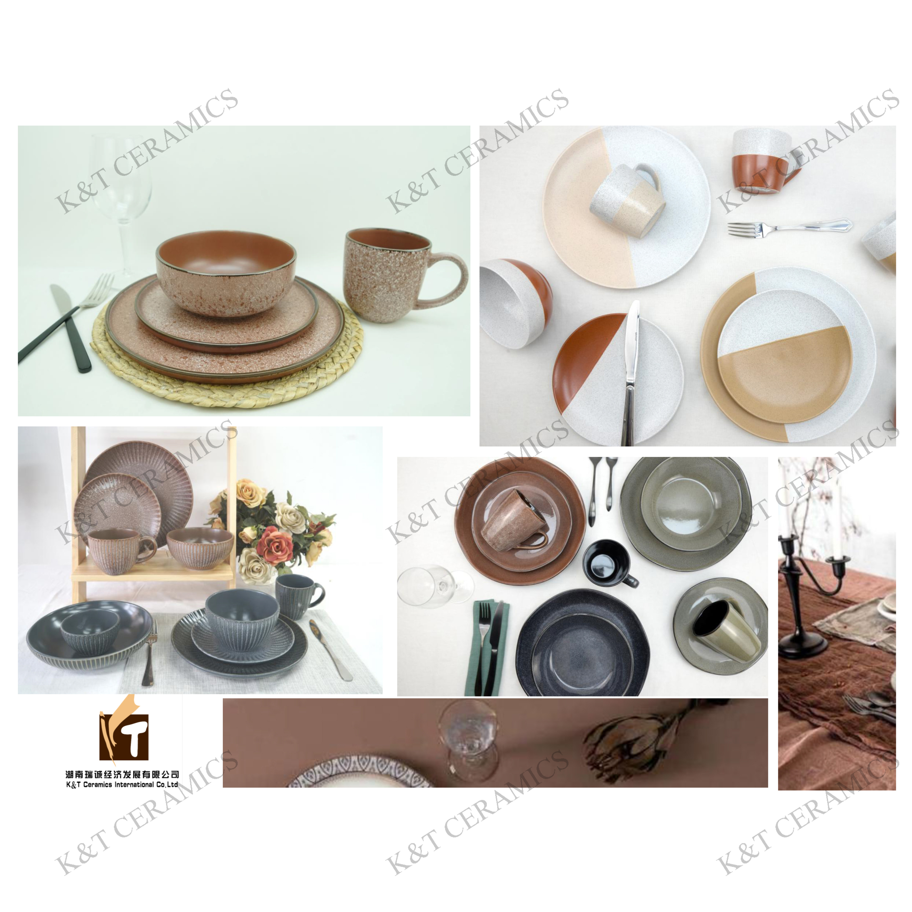 Stoneware reactive color glaze dinner set