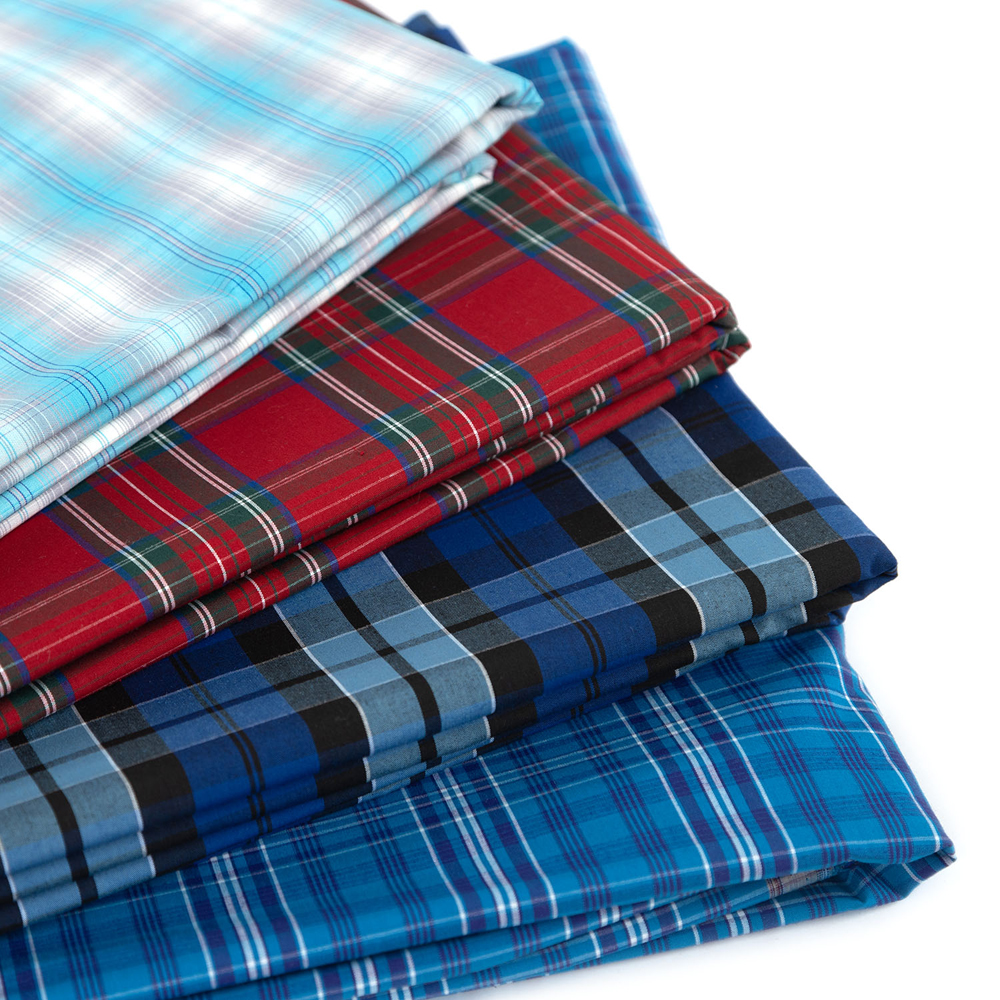 poly cotton yarn dyed checked shirt fabric