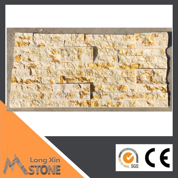 Natural Golden sandstone with big pieces mix wall cladding 15X60 CM