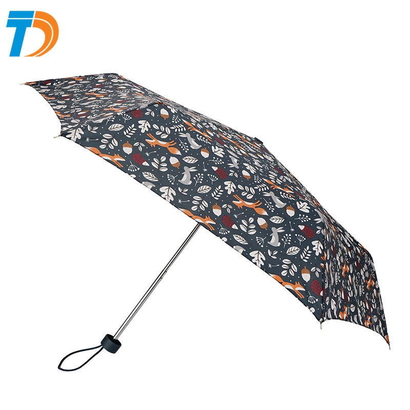 Customized promotional 3 fold pattern folding umbrella, shopping bag set umbrella