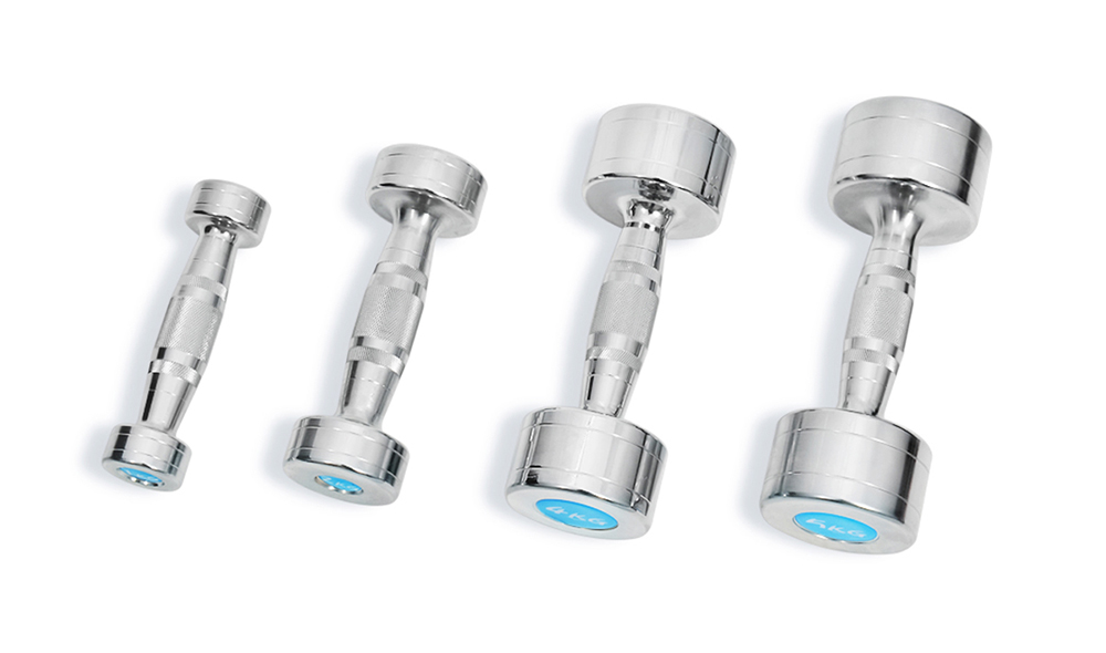 Fixed uni-body chrome dumbbell 1-10KG