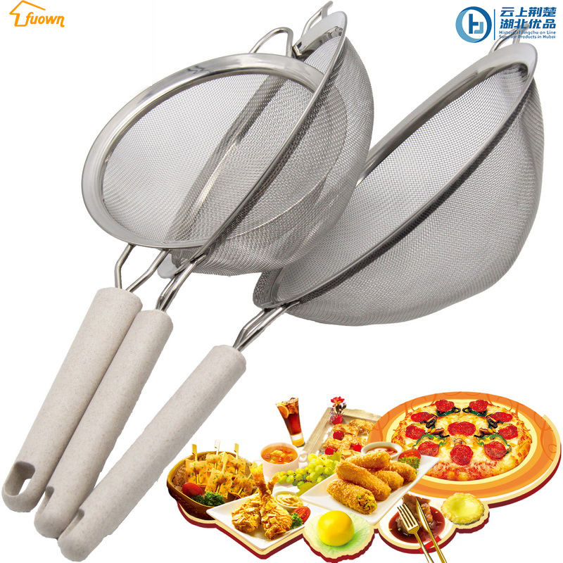 3 In 1 Rice Husk Fiber Round Handle Food Strainer