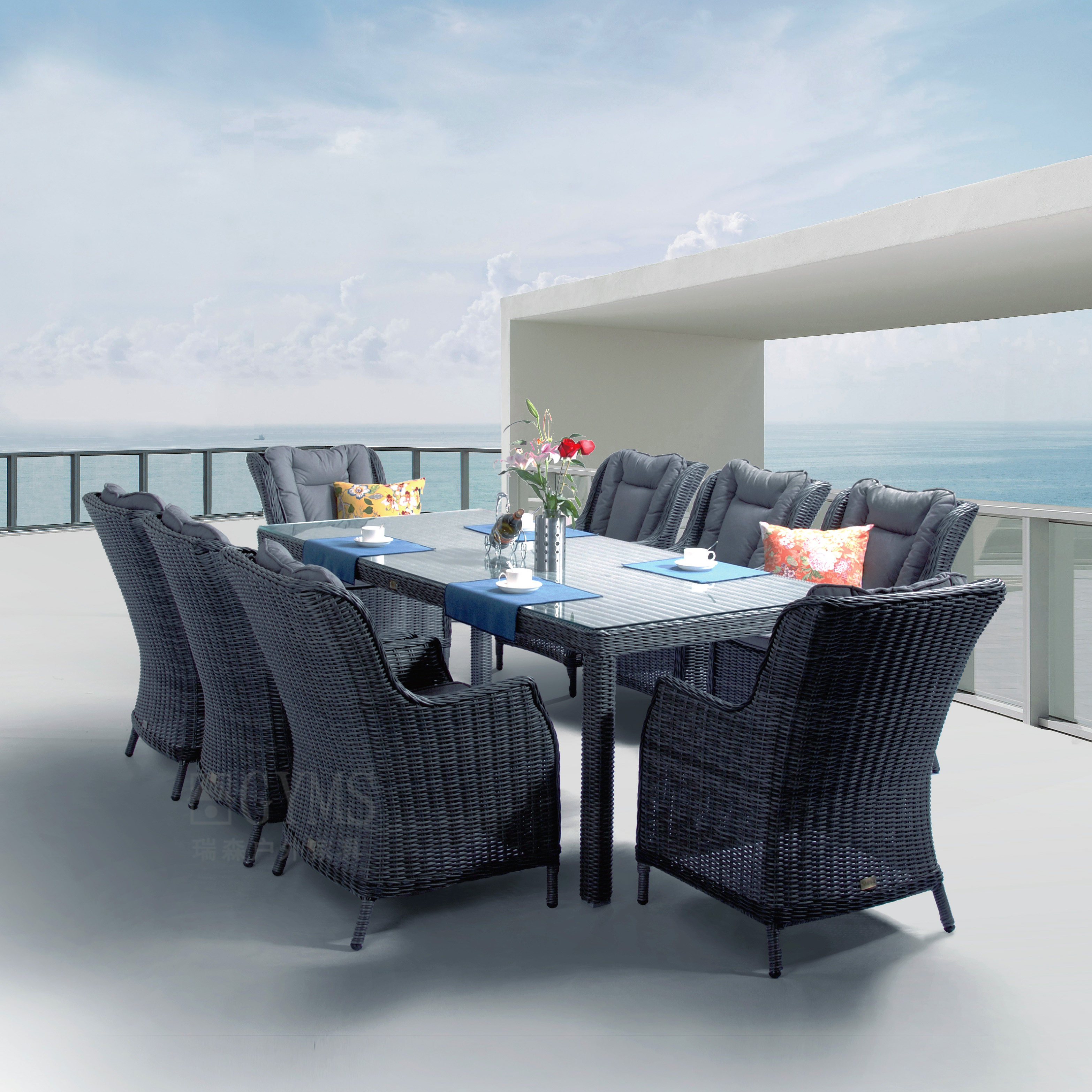 promotion 9pcs rattan dining set