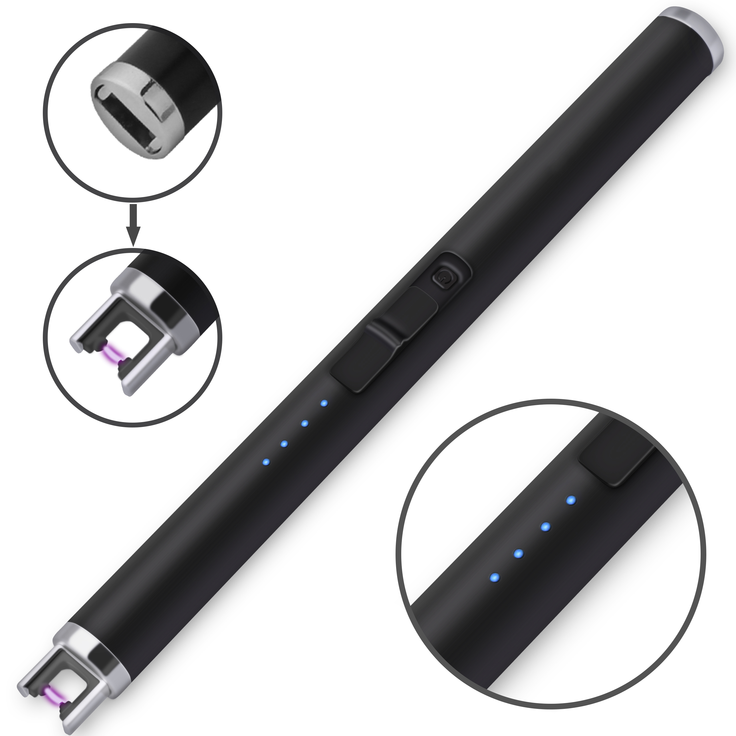 USB ARC BBQ lighter with battery indicator
