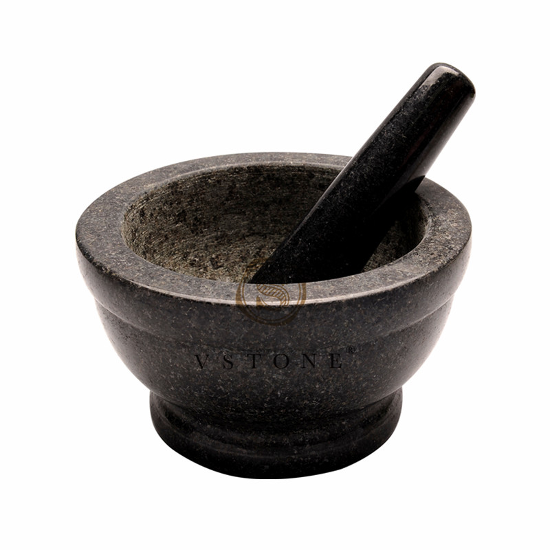 Black granite mortar and pestle/mortar with pestle/pestle and mortar，marble craft